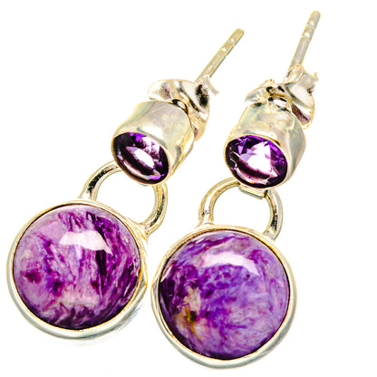 Charoite Earrings handcrafted by Ana Silver Co - EARR421517