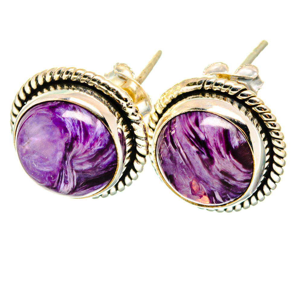 Charoite Earrings handcrafted by Ana Silver Co - EARR421524