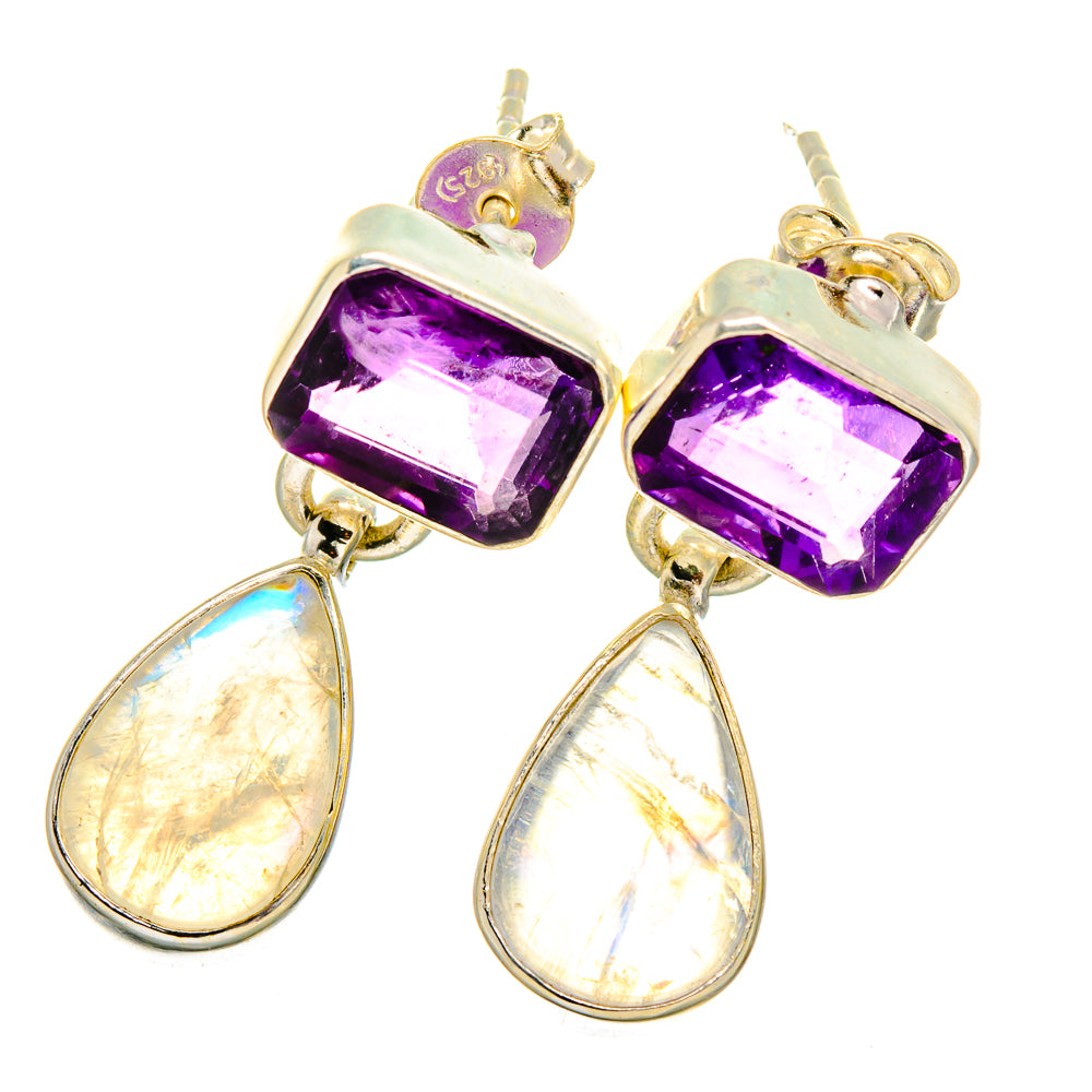 Rainbow Moonstone Earrings handcrafted by Ana Silver Co - EARR421582