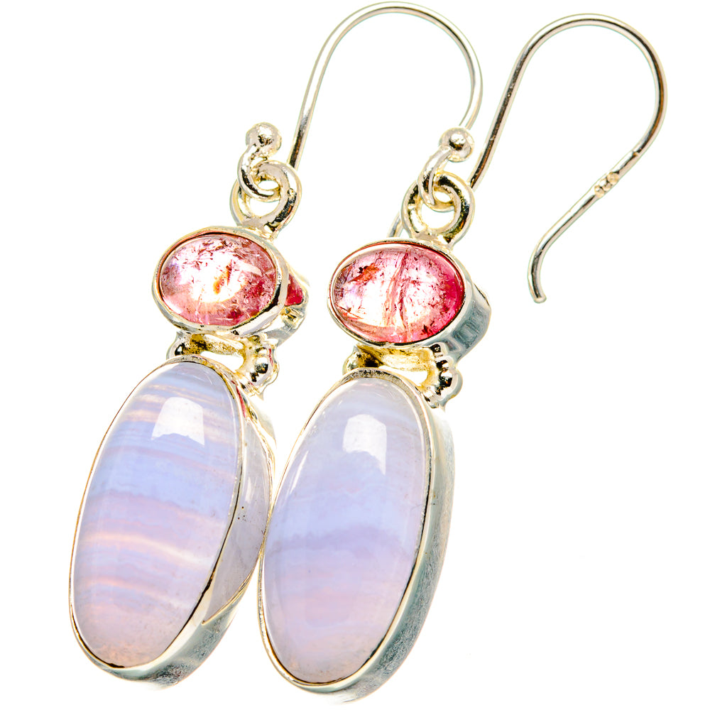 Blue Lace Agate Earrings handcrafted by Ana Silver Co - EARR421623