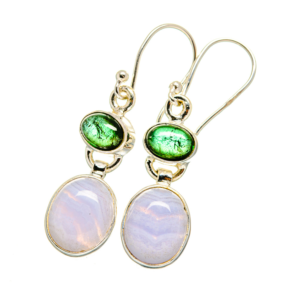 Blue Lace Agate Earrings handcrafted by Ana Silver Co - EARR421657