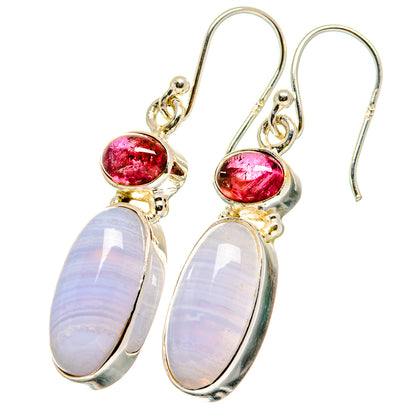 Blue Lace Agate Earrings handcrafted by Ana Silver Co - EARR421688