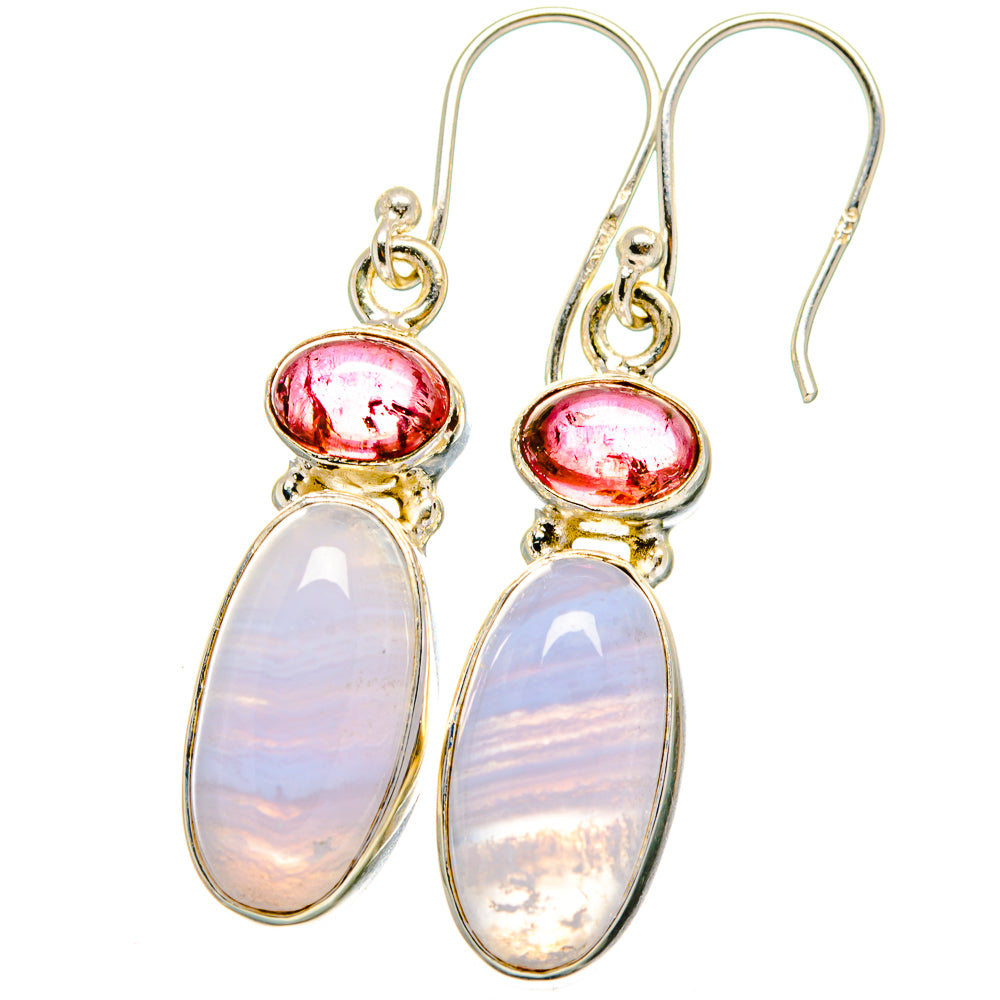 Blue Lace Agate Earrings handcrafted by Ana Silver Co - EARR421732