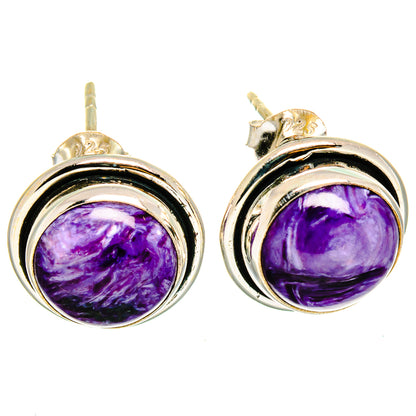 Charoite Earrings handcrafted by Ana Silver Co - EARR421735