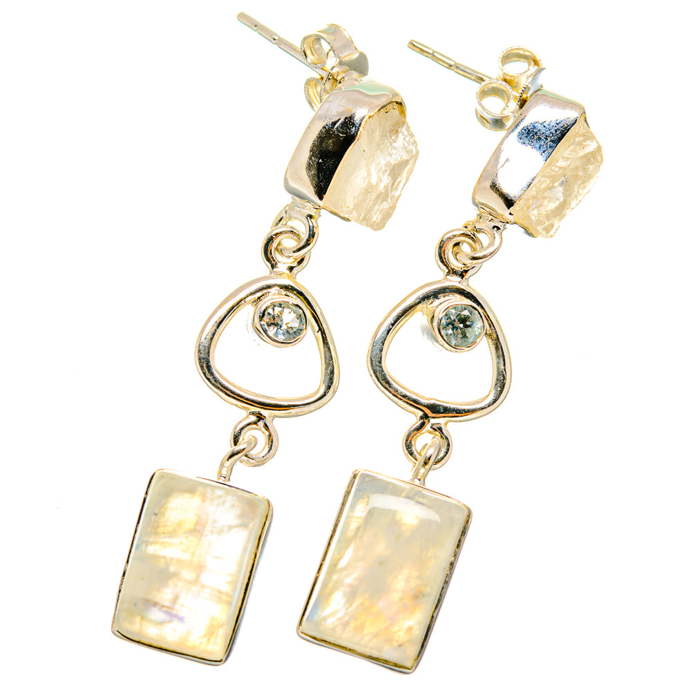 Rainbow Moonstone Earrings handcrafted by Ana Silver Co - EARR421780