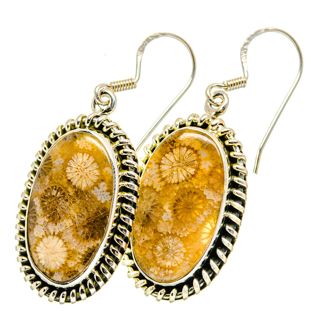 Fossil Coral Earrings handcrafted by Ana Silver Co - EARR421785