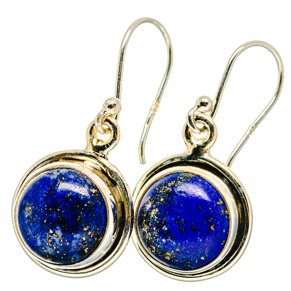 Sterling silver lapis lazuli round drop earrings with gold-toned accents