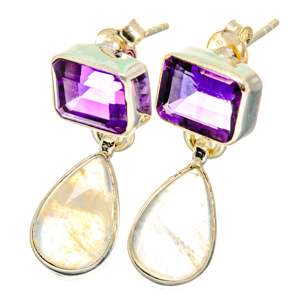 Rainbow Moonstone Earrings handcrafted by Ana Silver Co - EARR421795