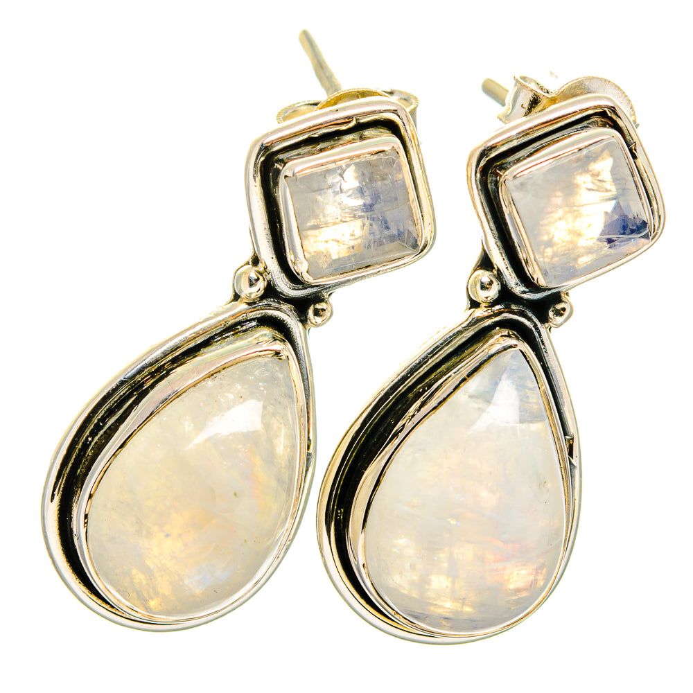 Rainbow Moonstone Earrings handcrafted by Ana Silver Co - EARR421836