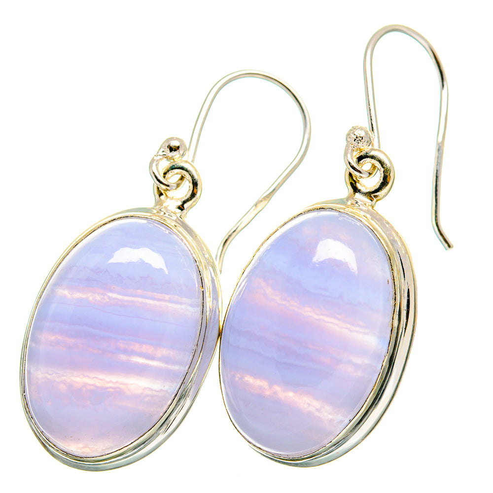 Blue Lace Agate Earrings handcrafted by Ana Silver Co - EARR421847
