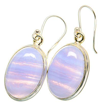 Blue Lace Agate Earrings handcrafted by Ana Silver Co - EARR421847