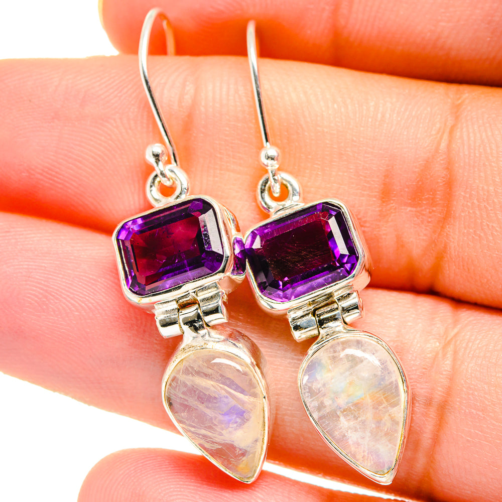 Rainbow Moonstone Earrings handcrafted by Ana Silver Co - EARR421957