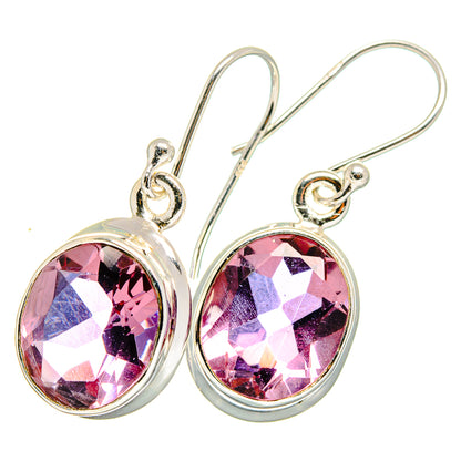 Round pink and purple faceted gemstone drop earrings in silver with lever hooks
