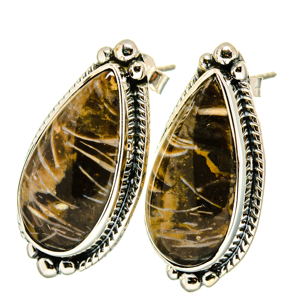 Peanut Wood Jasper Earrings handcrafted by Ana Silver Co - EARR422015
