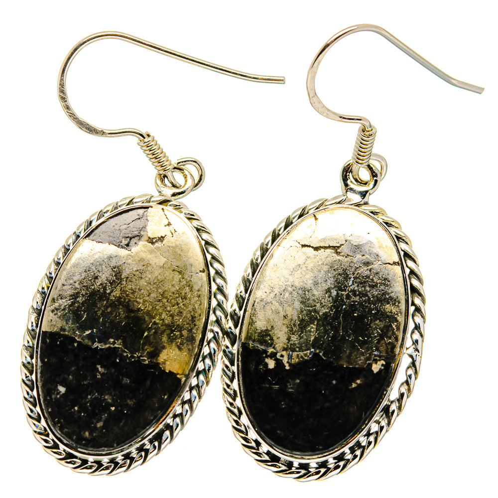 Pyrite In Black Onyx Earrings handcrafted by Ana Silver Co - EARR422063
