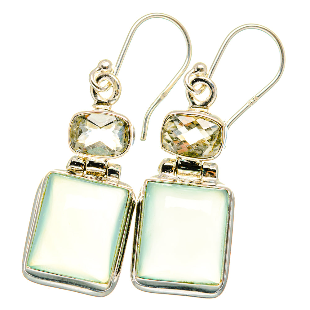 Aqua Chalcedony Earrings handcrafted by Ana Silver Co - EARR422082