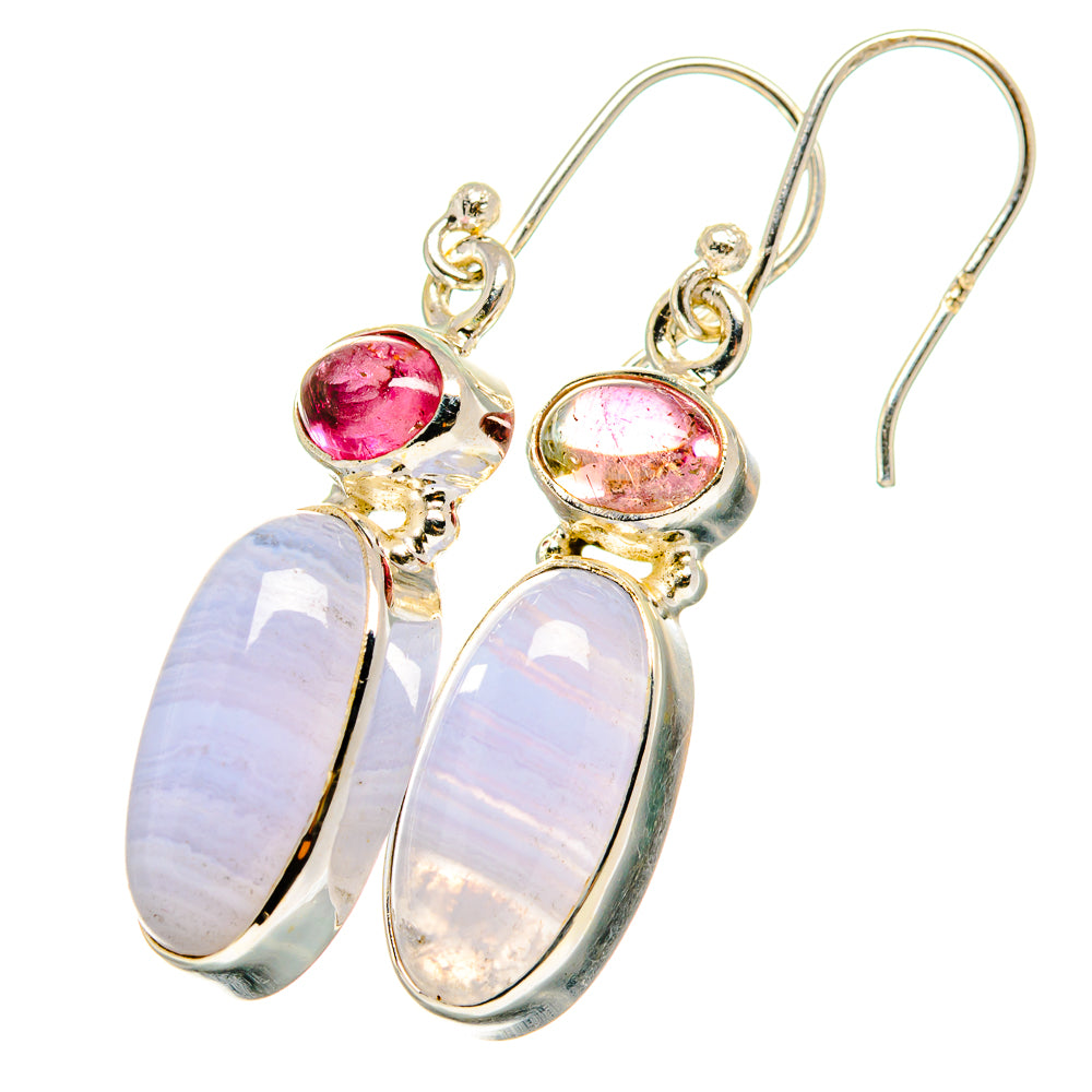 Blue Lace Agate Earrings handcrafted by Ana Silver Co - EARR422083