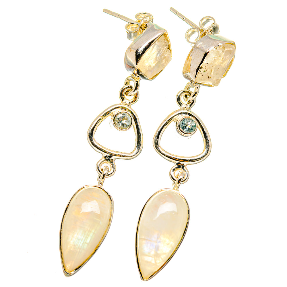 Rainbow Moonstone Earrings handcrafted by Ana Silver Co - EARR422091