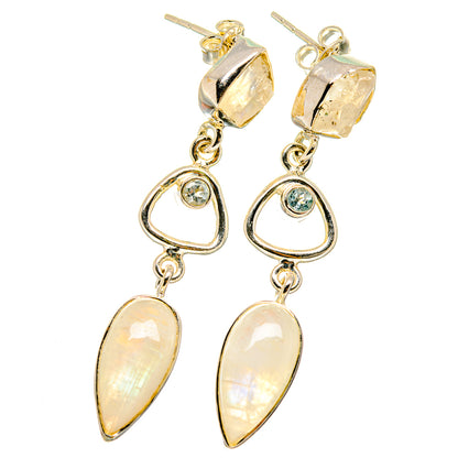 Rainbow Moonstone Earrings handcrafted by Ana Silver Co - EARR422091