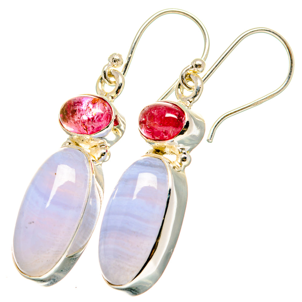 Blue Lace Agate Earrings handcrafted by Ana Silver Co - EARR422095