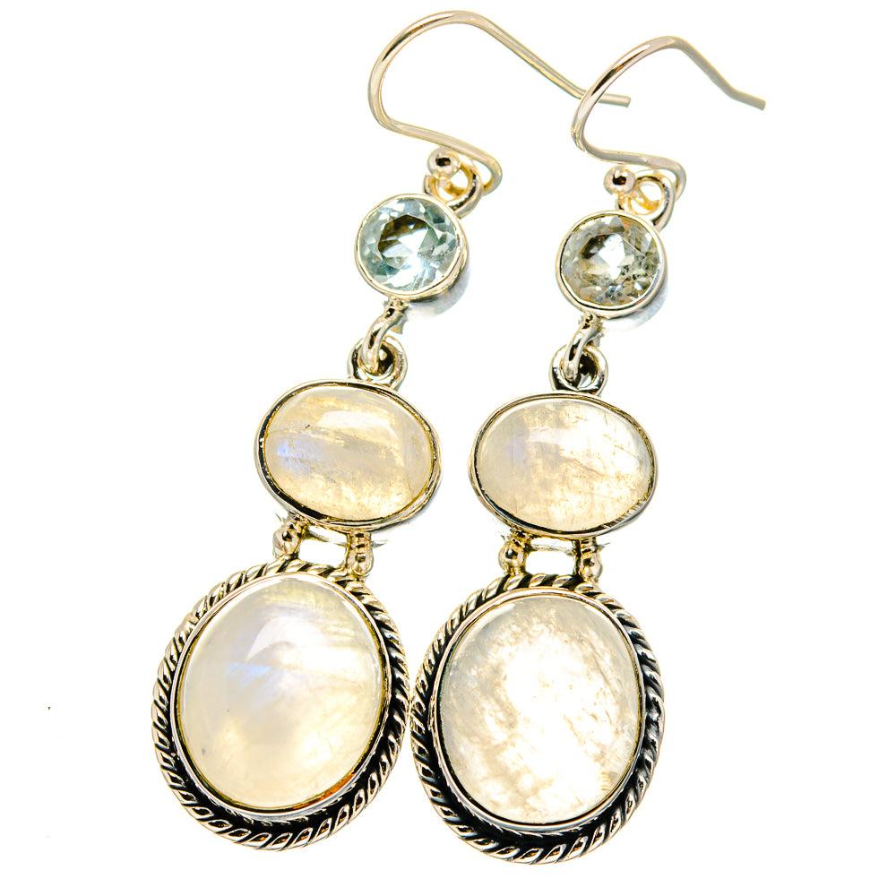 Rainbow Moonstone Earrings handcrafted by Ana Silver Co - EARR422120