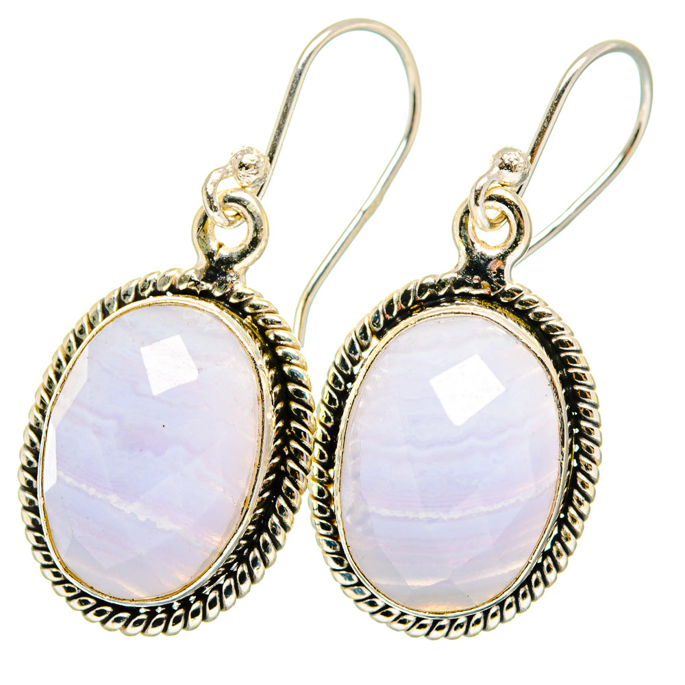 Blue Lace Agate Earrings handcrafted by Ana Silver Co - EARR422124