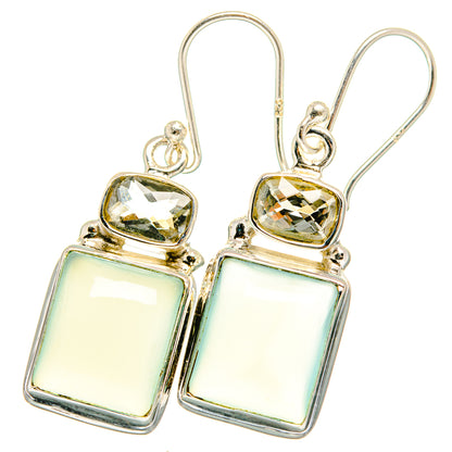 Aqua Chalcedony Earrings handcrafted by Ana Silver Co - EARR422127