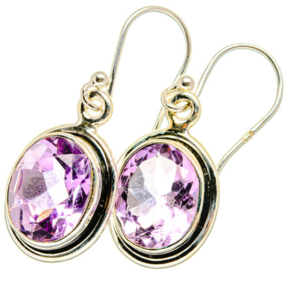 Amethyst drop earrings in sterling silver with faceted purple round stones