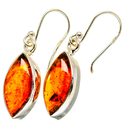 Sterling silver amber teardrop earrings with oval facets, hook backs