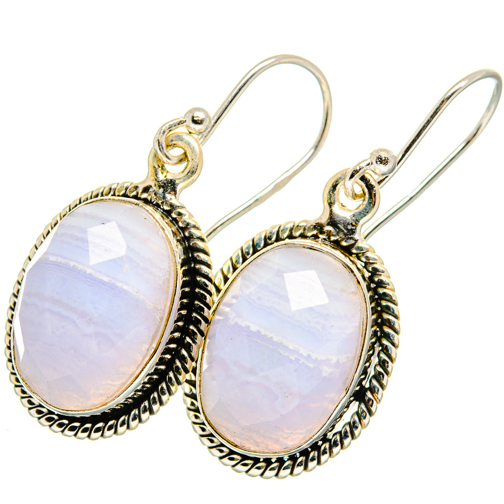 Blue Lace Agate Earrings handcrafted by Ana Silver Co - EARR422168