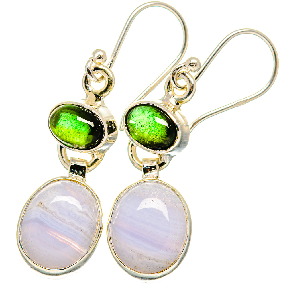 Blue Lace Agate Earrings handcrafted by Ana Silver Co - EARR422189