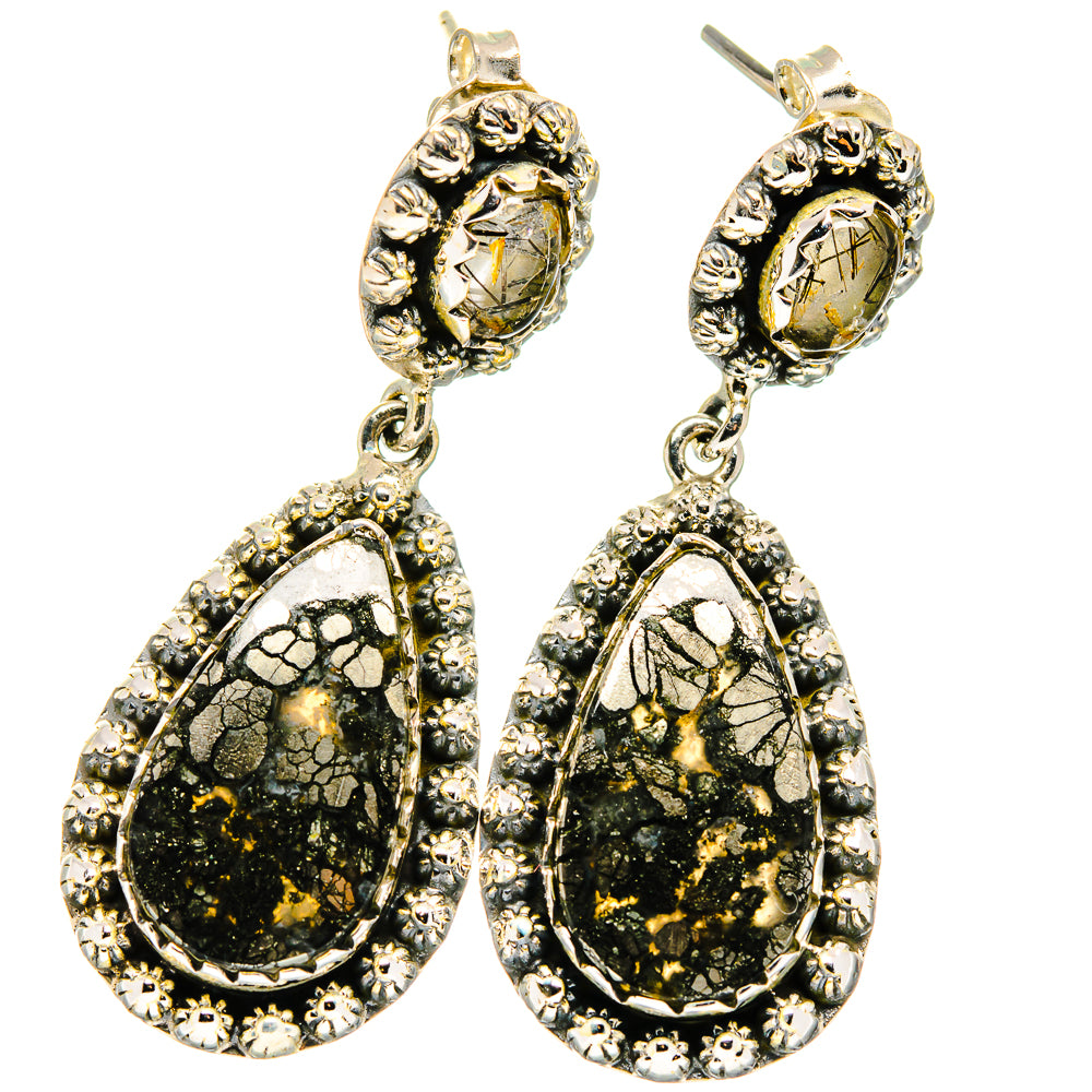Pyrite Agate Earrings handcrafted by Ana Silver Co - EARR422203
