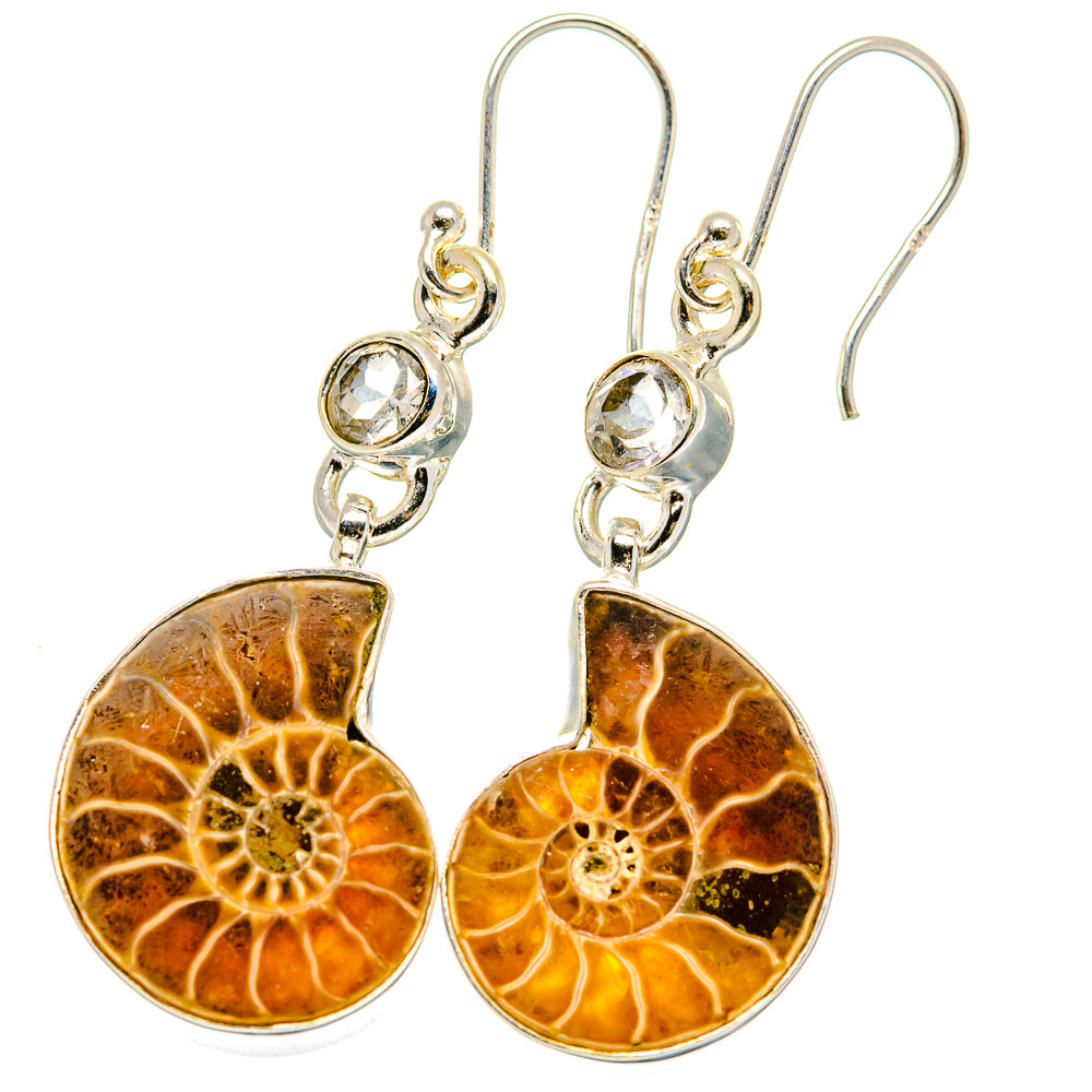 Ammonite Fossil Earrings handcrafted by Ana Silver Co - EARR422231