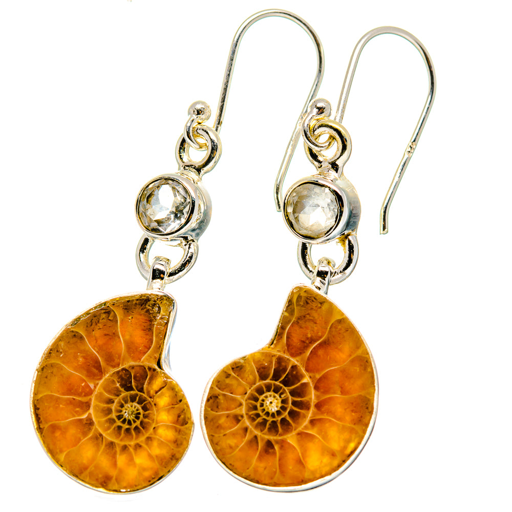 Ammonite Fossil Earrings handcrafted by Ana Silver Co - EARR422249