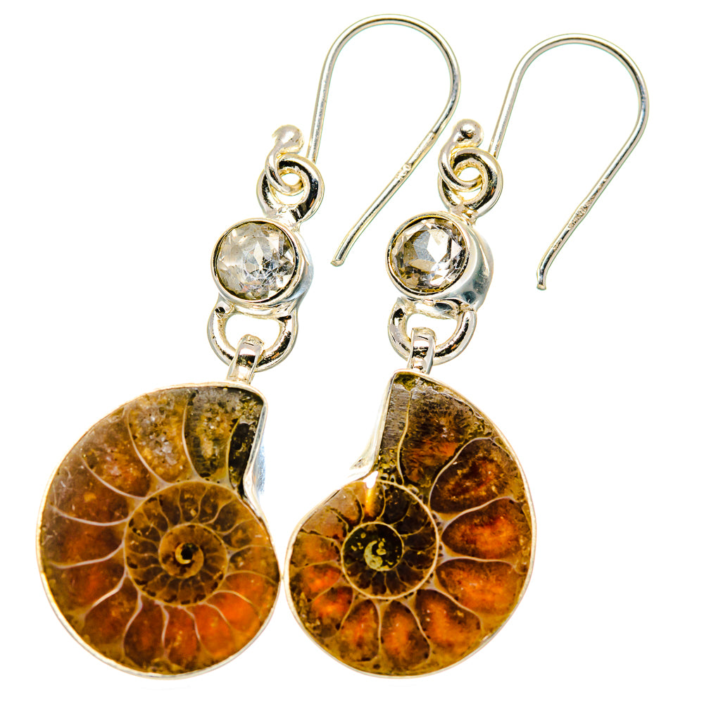 Ammonite Fossil Earrings handcrafted by Ana Silver Co - EARR422251
