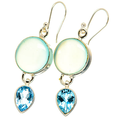 Aqua Chalcedony Earrings handcrafted by Ana Silver Co - EARR422312