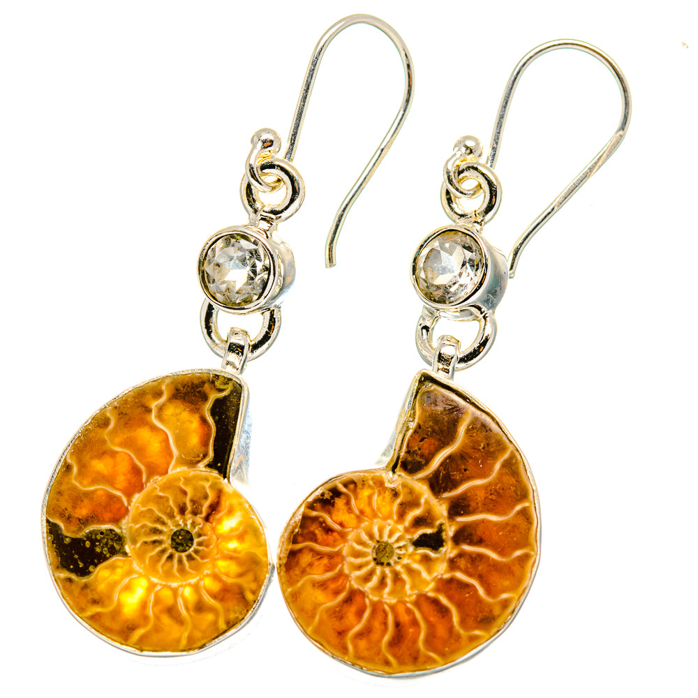 Ammonite Fossil Earrings handcrafted by Ana Silver Co - EARR422313