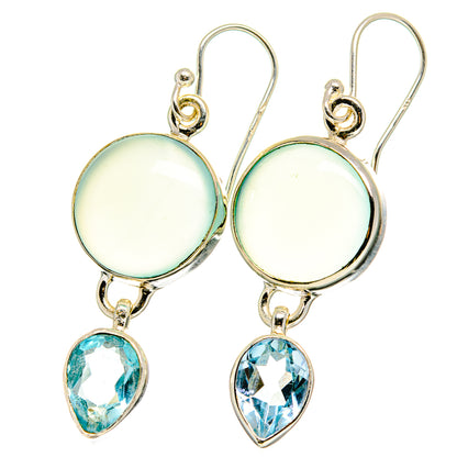 Aqua Chalcedony Earrings handcrafted by Ana Silver Co - EARR422326