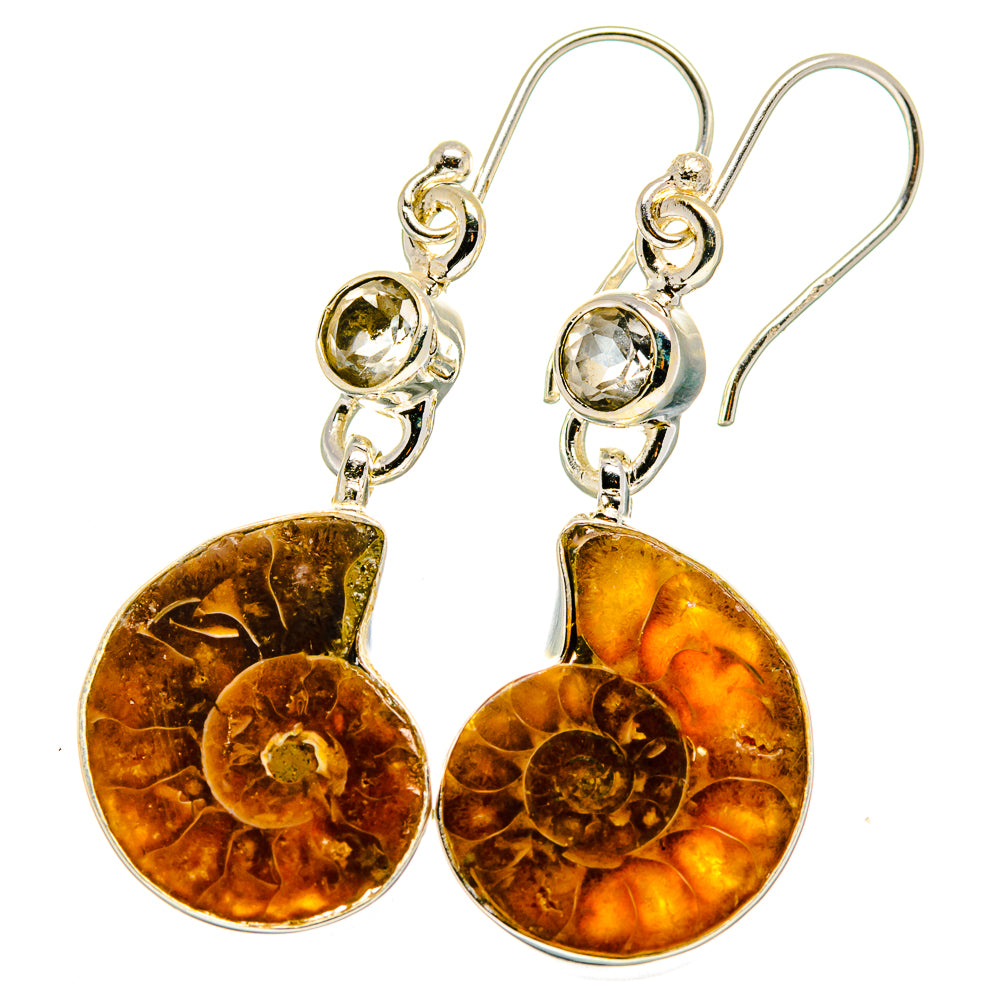 Ammonite Fossil Earrings handcrafted by Ana Silver Co - EARR422359