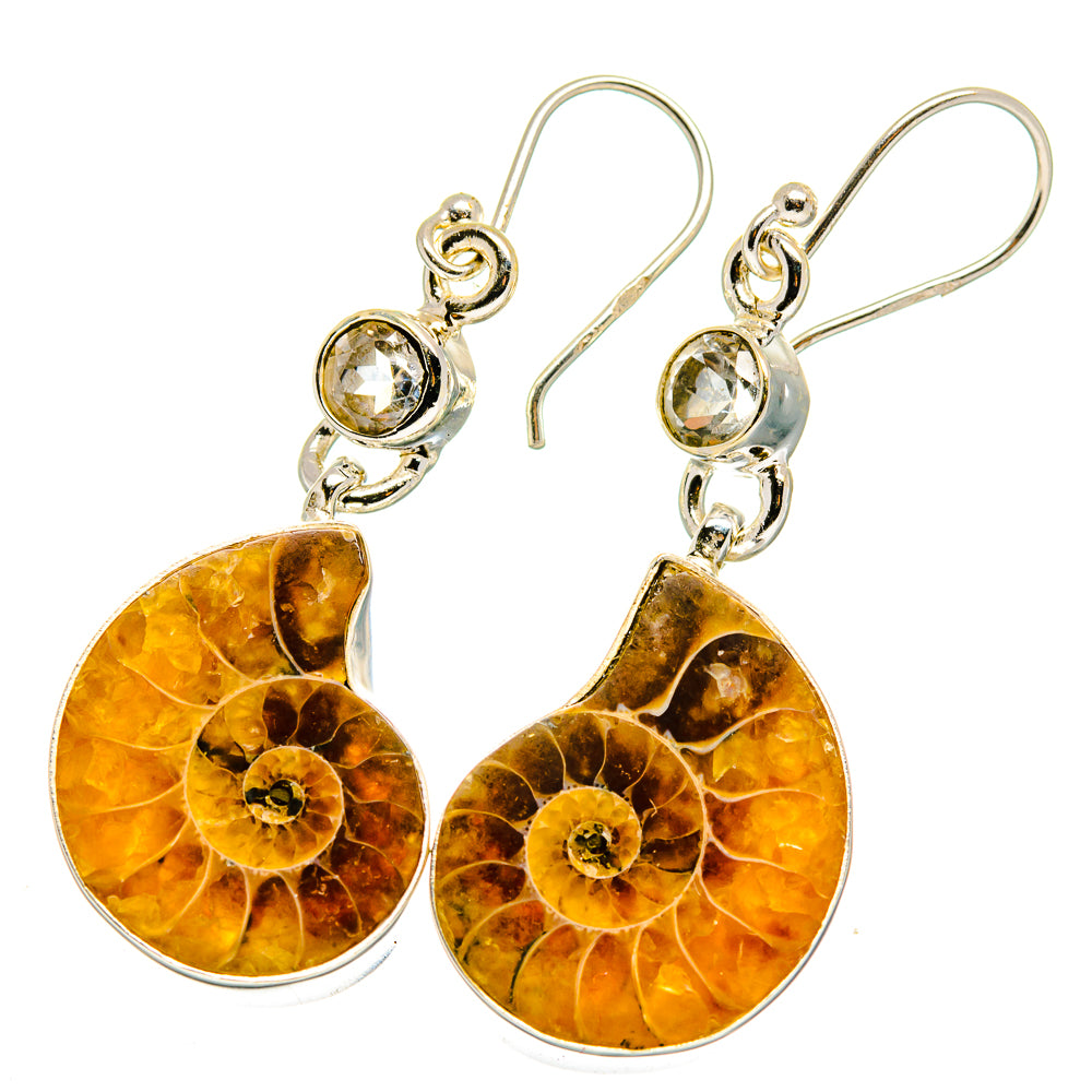 Ammonite Fossil Earrings handcrafted by Ana Silver Co - EARR422364