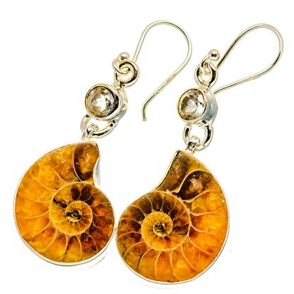 Ammonite Fossil Earrings handcrafted by Ana Silver Co - EARR422364