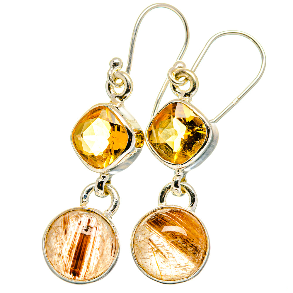 Rutilated Quartz Earrings handcrafted by Ana Silver Co - EARR422373
