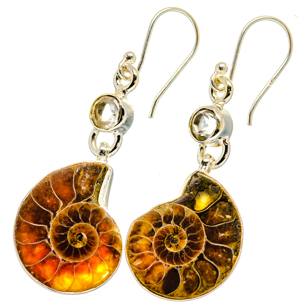 Ammonite Fossil Earrings handcrafted by Ana Silver Co - EARR422399