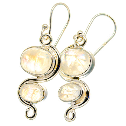 Rainbow Moonstone Earrings handcrafted by Ana Silver Co - EARR422449