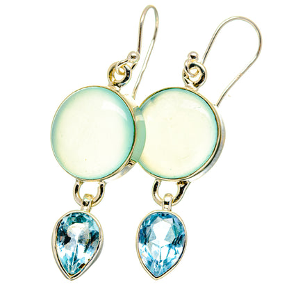 Aqua Chalcedony Earrings handcrafted by Ana Silver Co - EARR422480