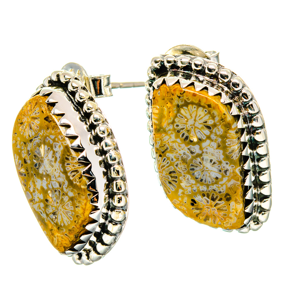 Fossil Coral Earrings handcrafted by Ana Silver Co - EARR422539