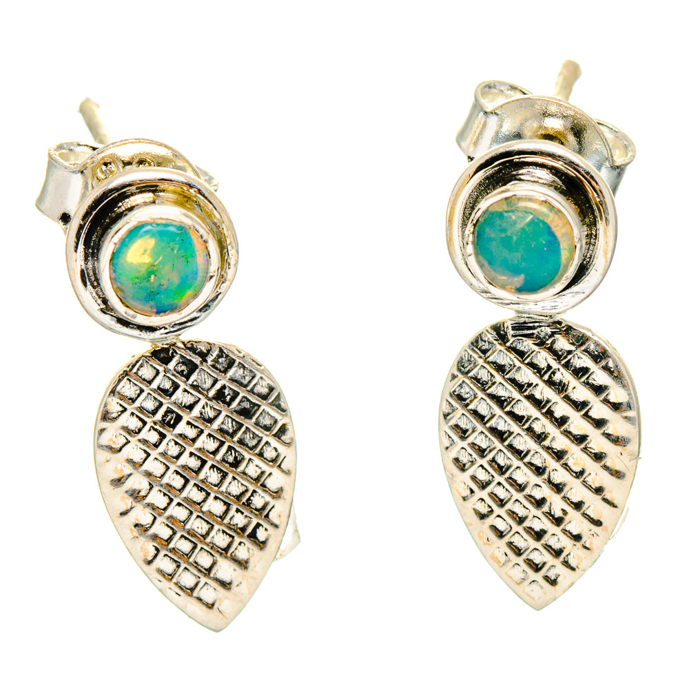 925 sterling silver opal earrings with textured teardrop dangles
