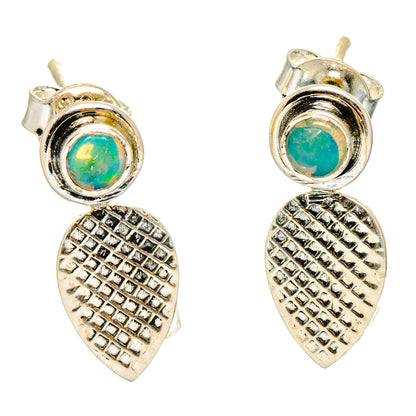925 sterling silver opal earrings with textured teardrop dangles