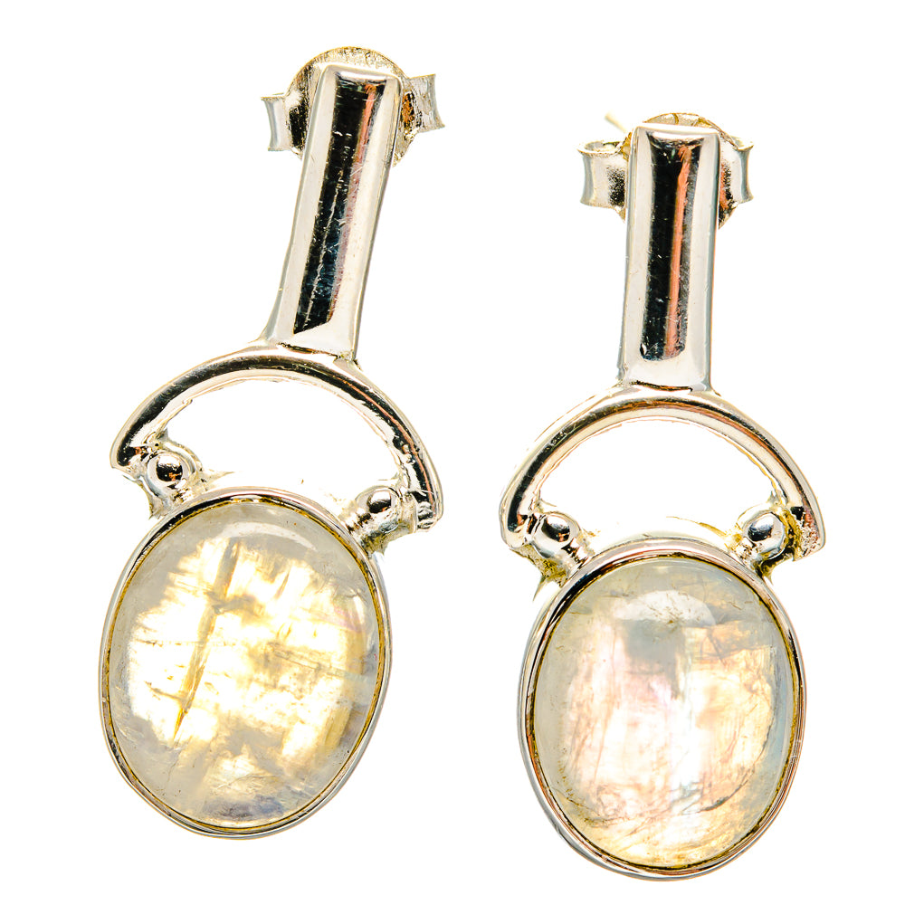 Rainbow Moonstone Earrings handcrafted by Ana Silver Co - EARR422564