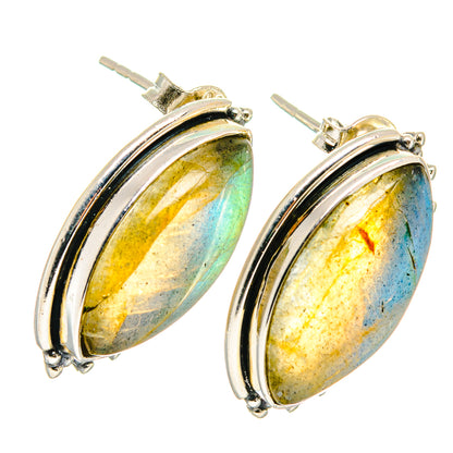 925 sterling silver labradorite drop earrings, marquise stones with top posts